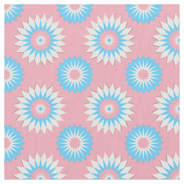 Transgender Pride seamless pink floral pattern Fabric (Close Up)