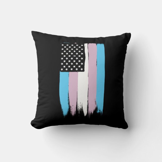 Transgender Pride Stars and Stripes Throw Pillow (Front)