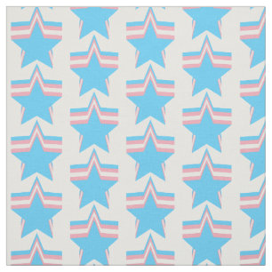 Transgender pride stars fabric