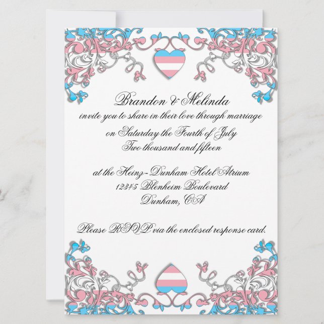 Transgender Pride Wedding Invitation (Front)