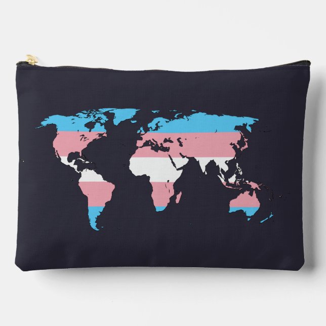 Transgender pride world map  accessory pouch (Front)