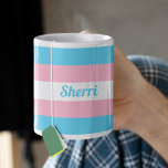 Transgender Rainbow Custom Coffee Mug<br><div class="desc">Transgender rainbow mug that can be customized with your name or other text. Support your trans friends with this cute gift that features the baby blue,  pink,  and white transgender flag colours. Personalize this pretty present for the LGBTQ community.</div>