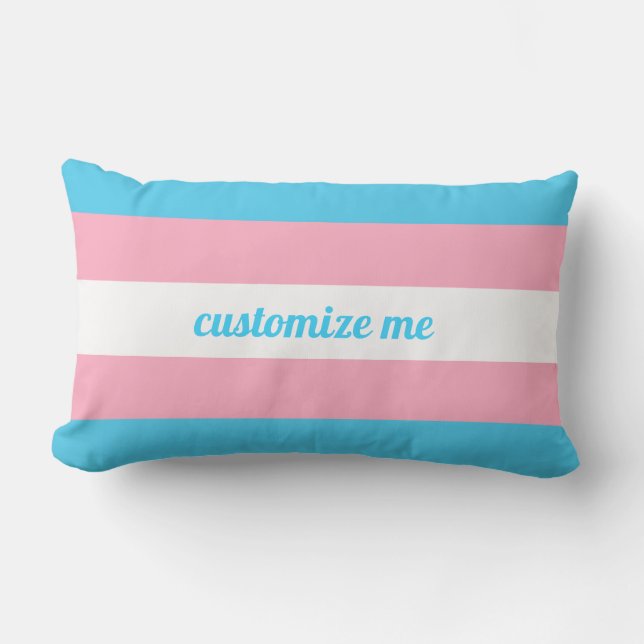 Transgender Rainbow Custom Lumbar Pillow (Front)