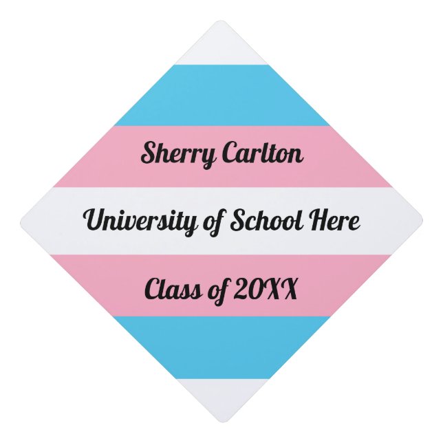 Transgender Rainbow Flag Custom Graduation Cap Topper (Front)