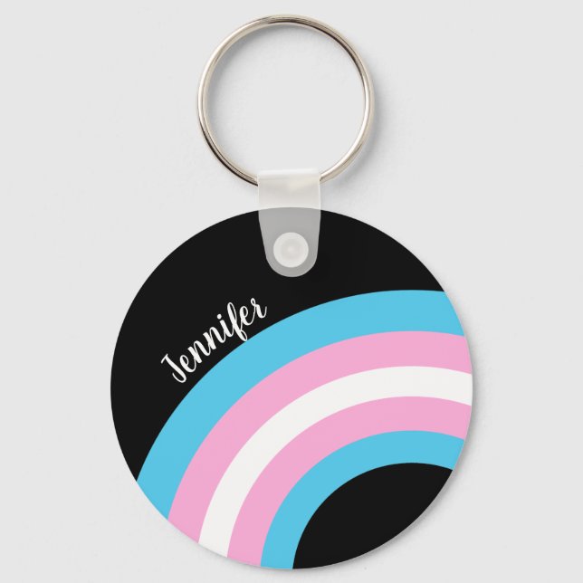 Transgender Rainbow Pride Custom Keychain (Front)