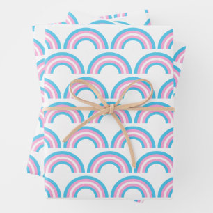 Transgender Rainbow Pride Flag Pattern Wrapping Paper Sheet