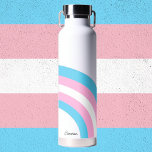 Transgender Rainbow Pride Flag Personalized Name Water Bottle<br><div class="desc">Beautiful personalized transgender gift for an LGBTQ friend featuring the pretty trans flag colours shaped into a blue,  pink,  and white rainbow. Monogram this lovely water bottle.</div>