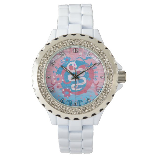 Transgender Snake Damask - Trans Pride Flag Colour Watch (Front)