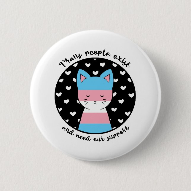 Transgender Support Kitty 2 Inch Round Button (Front)