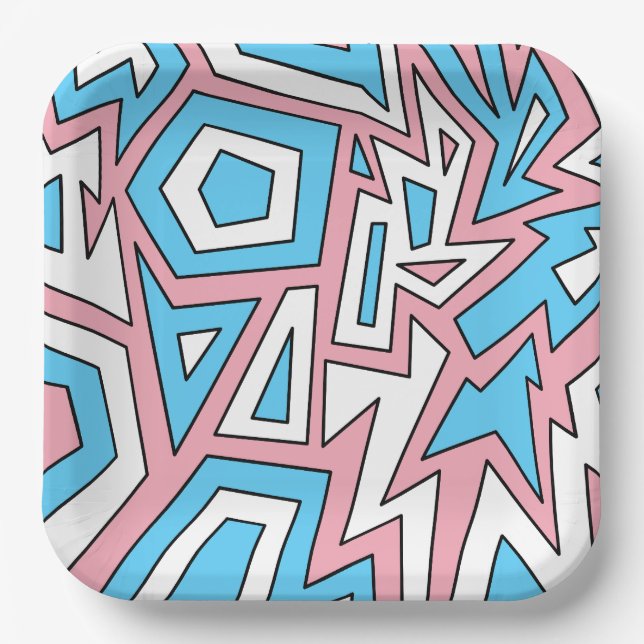 Transgender Trans Pride Modern Geometric Abstract Paper Plate (Front)