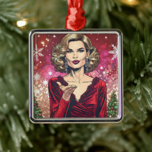 Transgender Woman Festive Christmas Metal Ornament