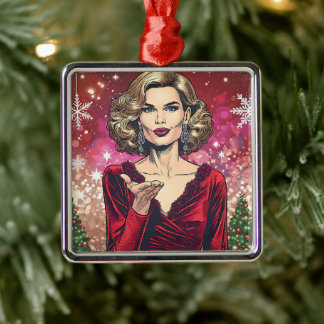 Transgender Woman Festive Christmas Metal Ornament