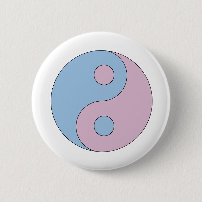 Transgender Yin Yang Symbol 2 Inch Round Button (Front)