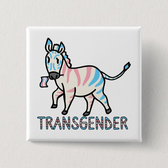 Transgender Zebra 2 Inch Square Button (Front)