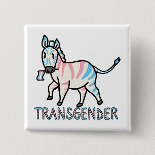 Transgender Zebra 2 Inch Square Button