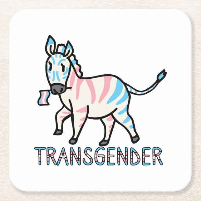 Transgender Zebra Square Paper Coaster (Front)