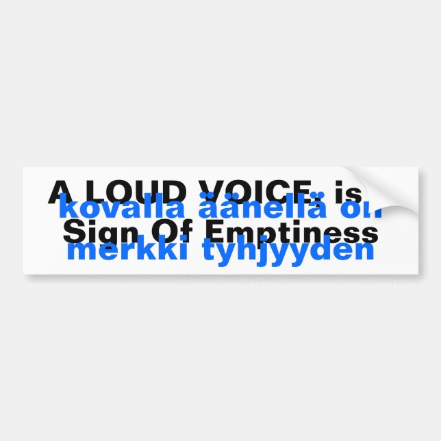 Translation Bumper Stickers Finnish Proverb Yooper (Front)