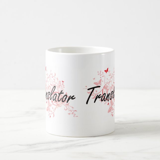 Translator Artistic Job Design with Butterflies Coffee Mug (Center)