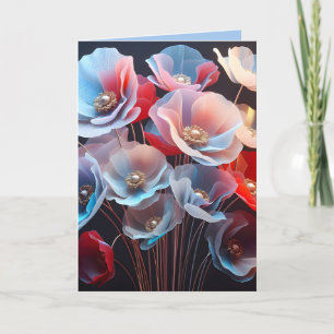 Translucent Birthday Poppies On Black Card