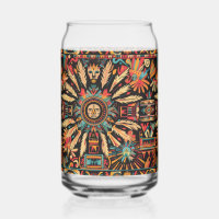 Translucent Blue "Aztec Dream" Printed Glass 473ml