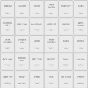 Translucent Clear 2x2.5" Coffee Bar Label Stickers