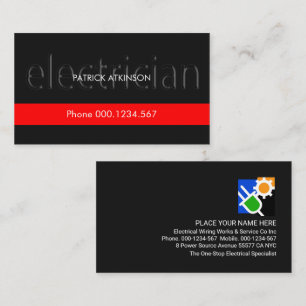 Translucent Electrician Signage Red Layer Business Card