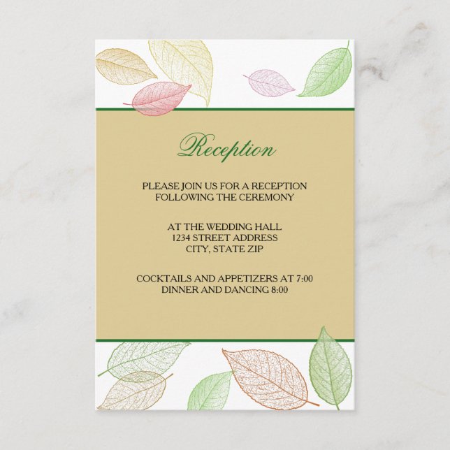 Translucent Fall Leaves - Reception Invitation (Front)