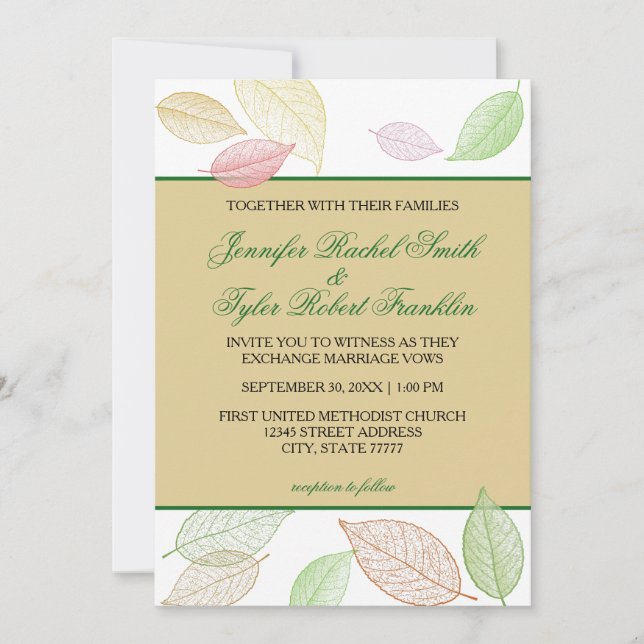 Translucent Fall Leaves - Wedding Invitation (Front)