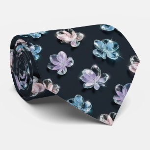 Translucent Glass Floral Pattern Tie