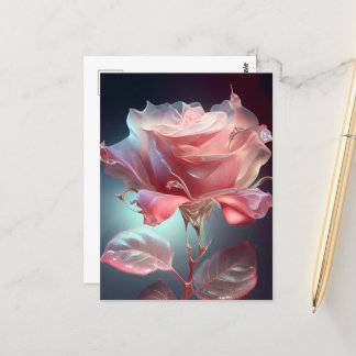 Translucent Glass Rose - Dusty Pink Postcard