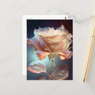 Translucent Glass Rose - Peach Postcard
