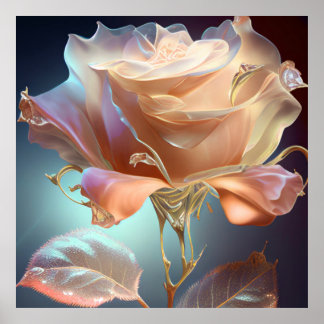 Translucent Glass Rose - Peach Poster