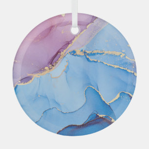 Translucent Hues Fluid: Alcohol Ink Abstract Glass Ornament