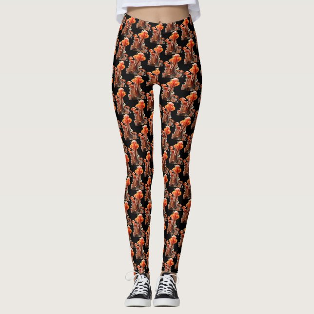 Translucent Mushrooms on Customized Modern Tight Leggings (Front)