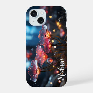 Translucent Orange Fluorescent Flowers - iPhone 15 Case
