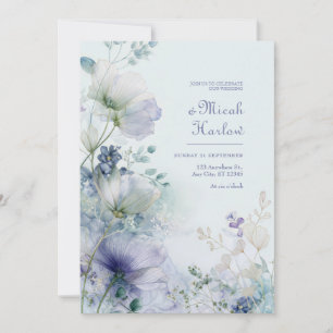 Translucent Periwinkle Misty Botanical Border Invitation
