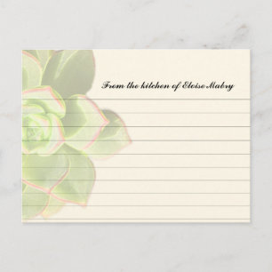 Translucent Succulent Personalized Recipe Cards