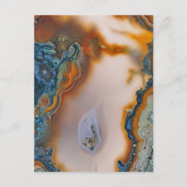 Translucent Teal & Rust Agate Postcard (Front)