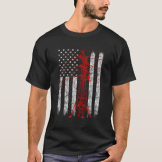 Transmission Tower American Flag Line T-Shirt