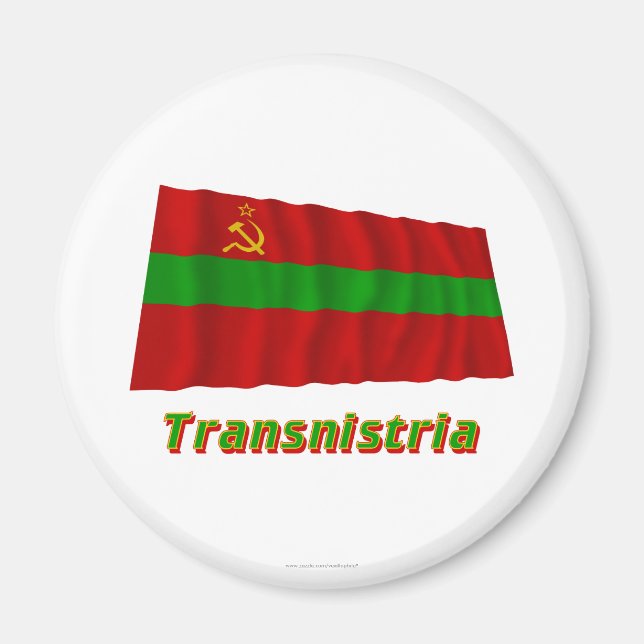 Transnistria Waving Flag with Name Magnet (Front)