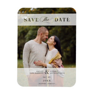 Transparency Cut Paper Effect Photo Script Wedding Magnet