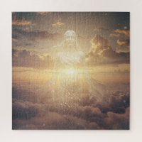 Transparent Angelic Woman Walks in Clouds