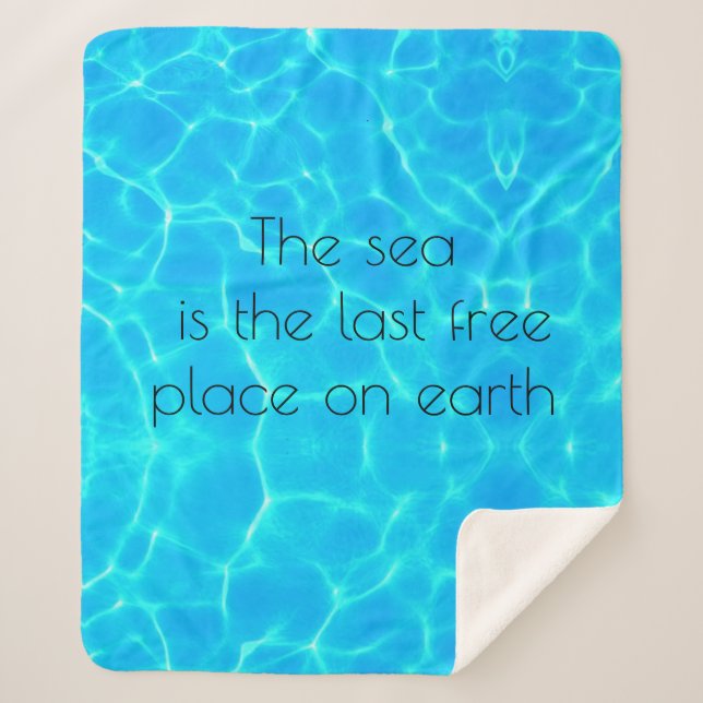 Transparent Aqua Turquoise Ocean Sea Motivational Sherpa Blanket (Front)