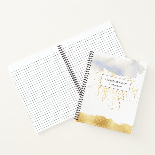 Transparent blue faux gold foil monogram Notebook (Inside)