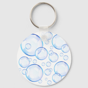 Transparent blue soap bubbles keychain