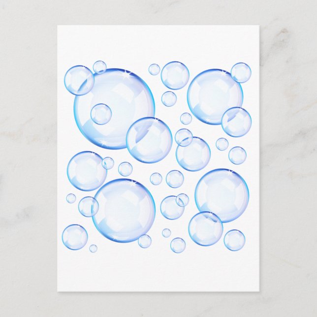 Transparent blue soap bubbles postcard (Front)