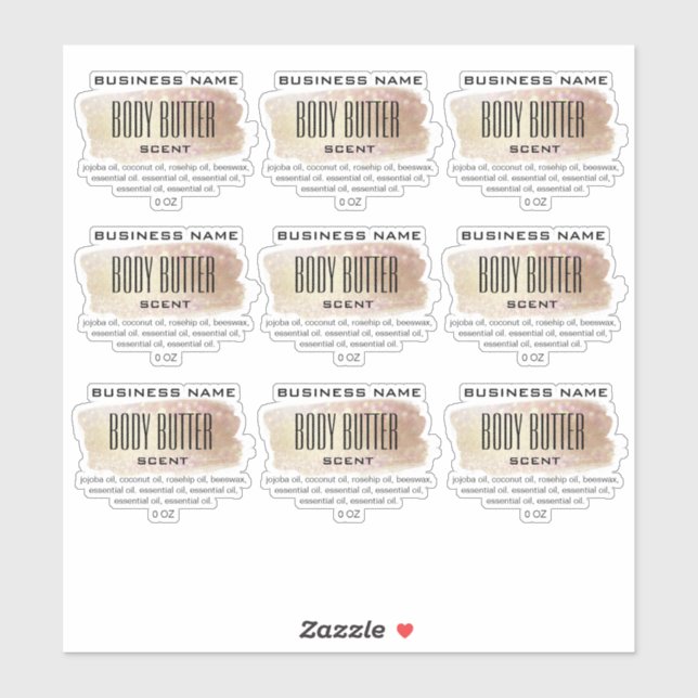 Transparent Body Butter Labels Gold And Opal (Sheet)