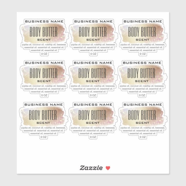 Transparent Body Butter Labels Gold Opal Sparkles (Sheet)