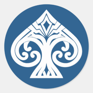 Transparent Borderless Art Deco Ace of Spades Classic Round Sticker