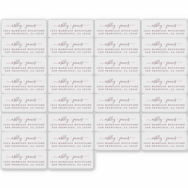 Transparent Calligraphy Return Address Labels 30x (Front)